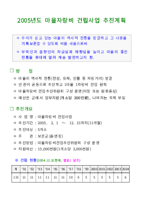 사업계획서 (마을자랑비 건립사업) 사업계획서 (마을자랑비 건립사업)